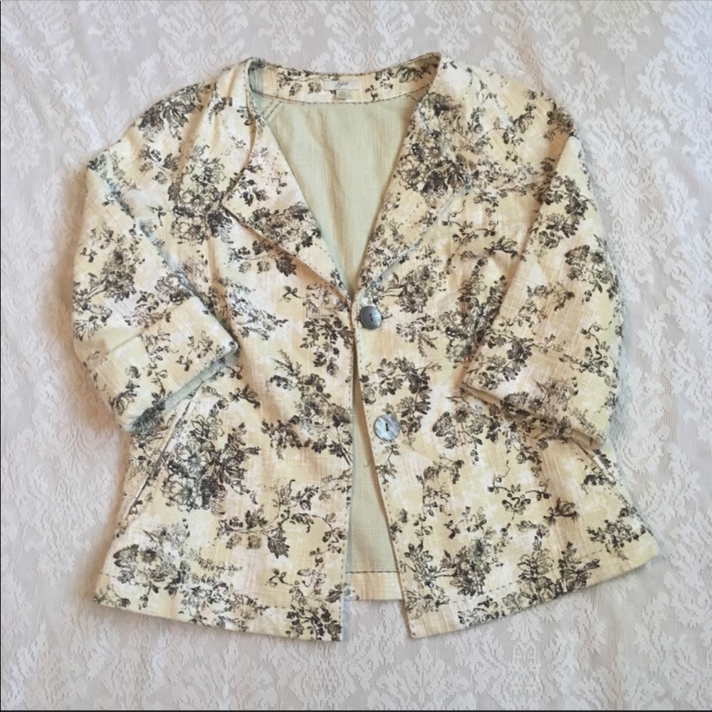 J.Jill floral two button 3/4 sleeve blazer